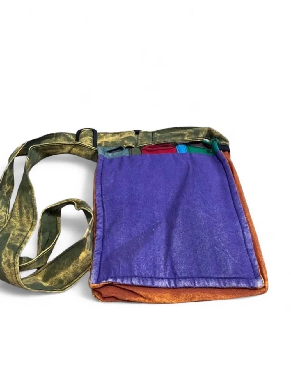 Handcrafted Multicolor Soft Fabric Crossbody Bag - Adjustable Strap